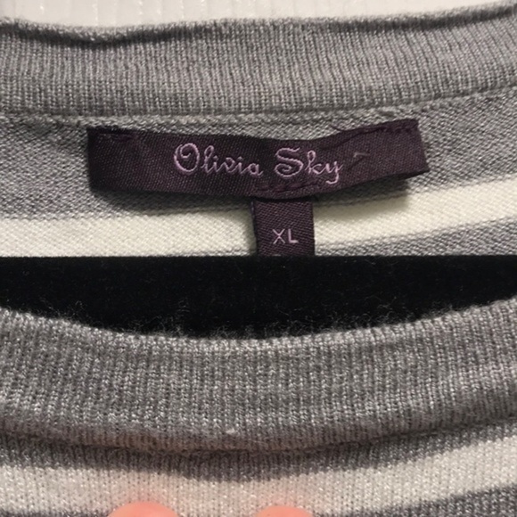 Olivia Sky Women’s gray stripe ruffle sweater, size XL. - Picture 6 of 6